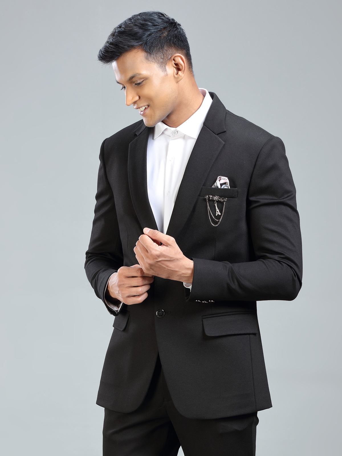 Men’s Black Blazer Crafted from Soft Terry Rayon