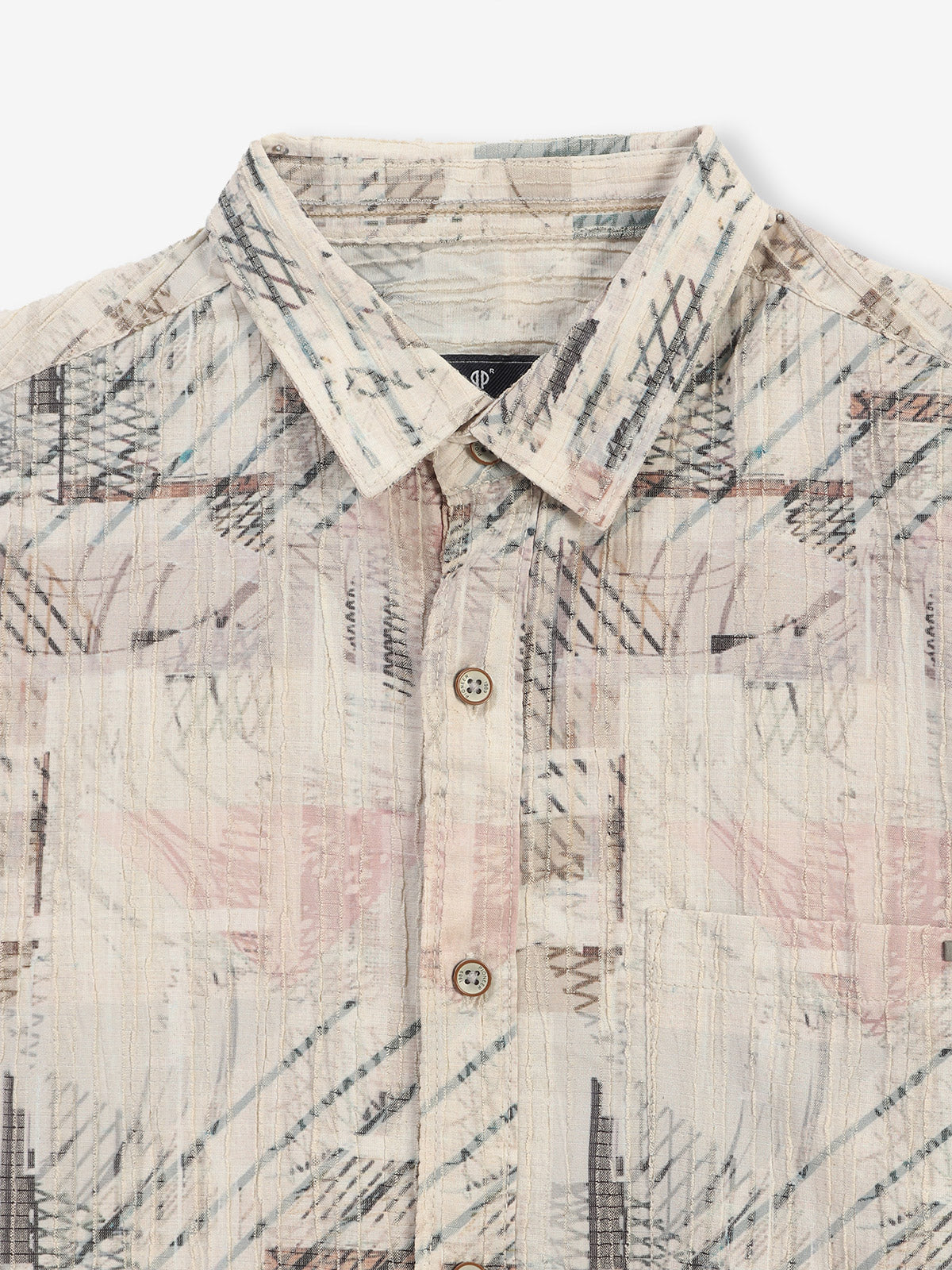 Off-white printed cotton slim fit shirt