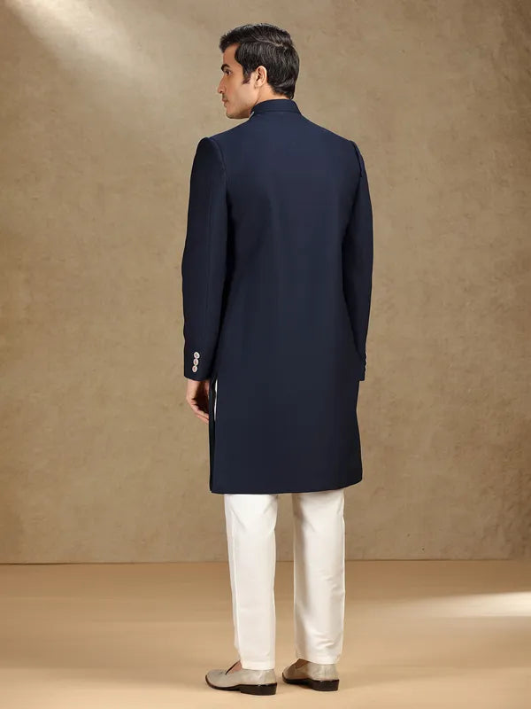 Elegant Indo-Western Attire in Rama Blue Terry Rayon with Printed Dupatta