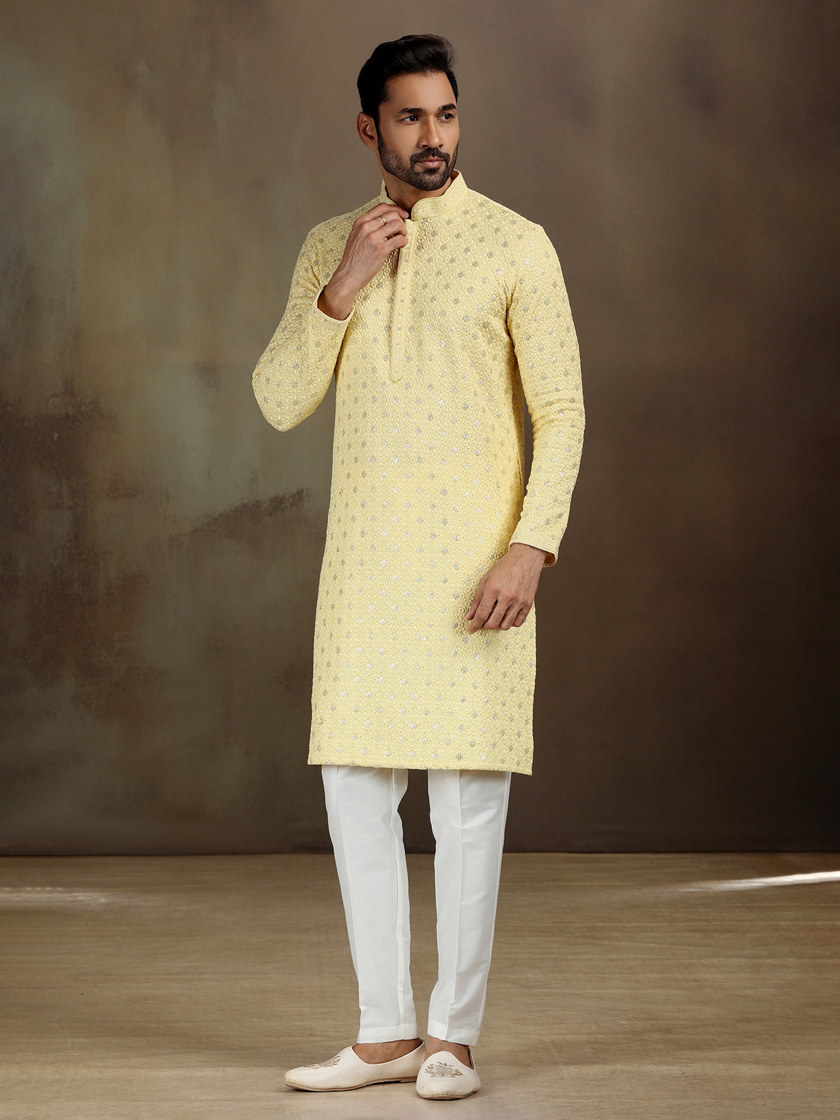 Charming Yellow Rayon Kurta Ensemble with Delicate Shine