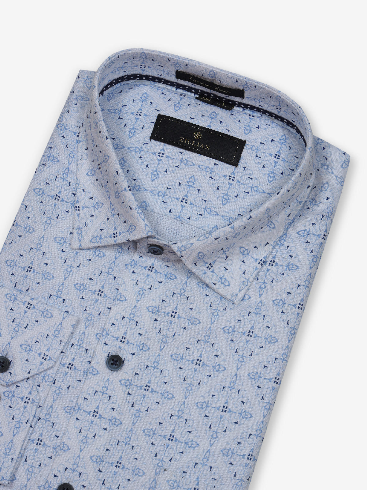 White and blue printed shirt
