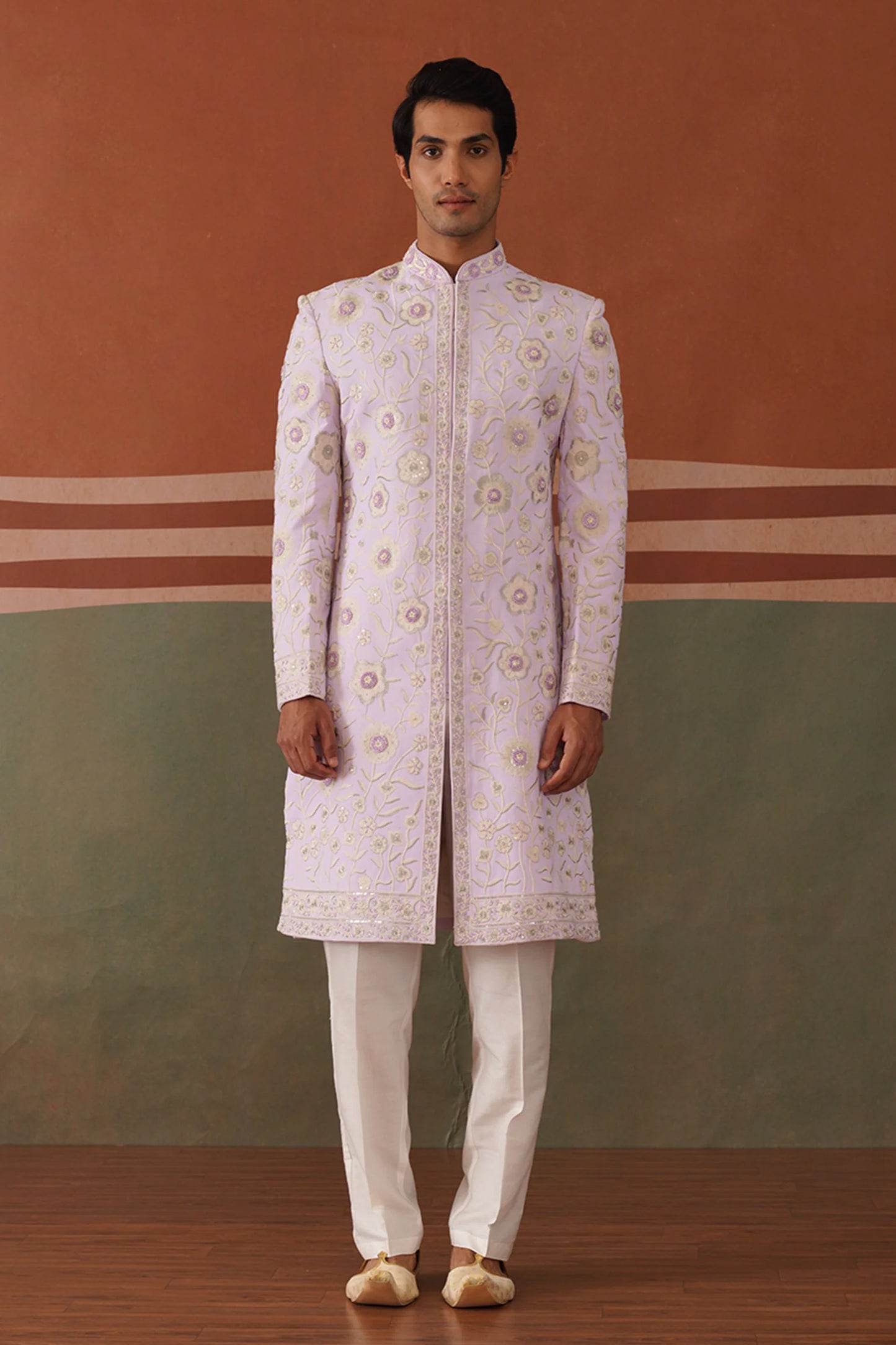 Riyan Lilac Indo-Western Attire Featuring Fine Embroidery