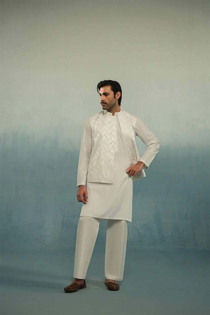 'White' Embroidered Waistcoat