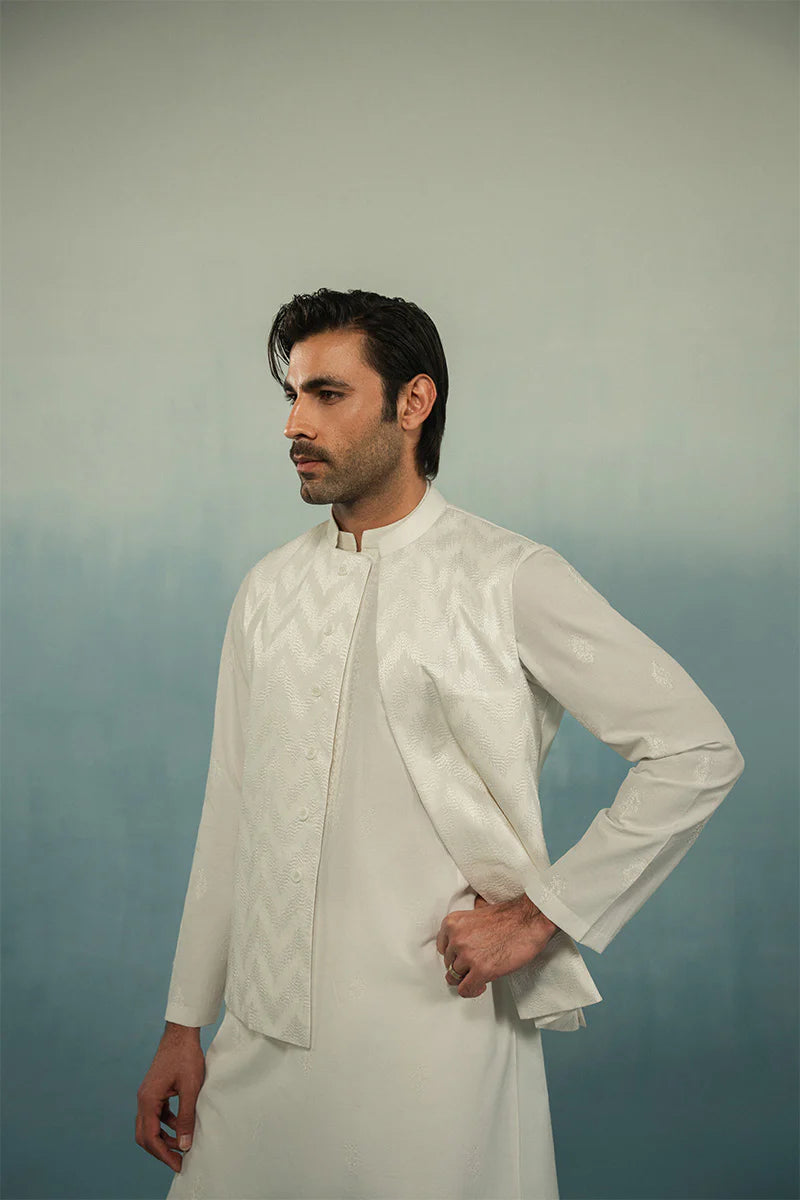 'White' Embroidered Waistcoat