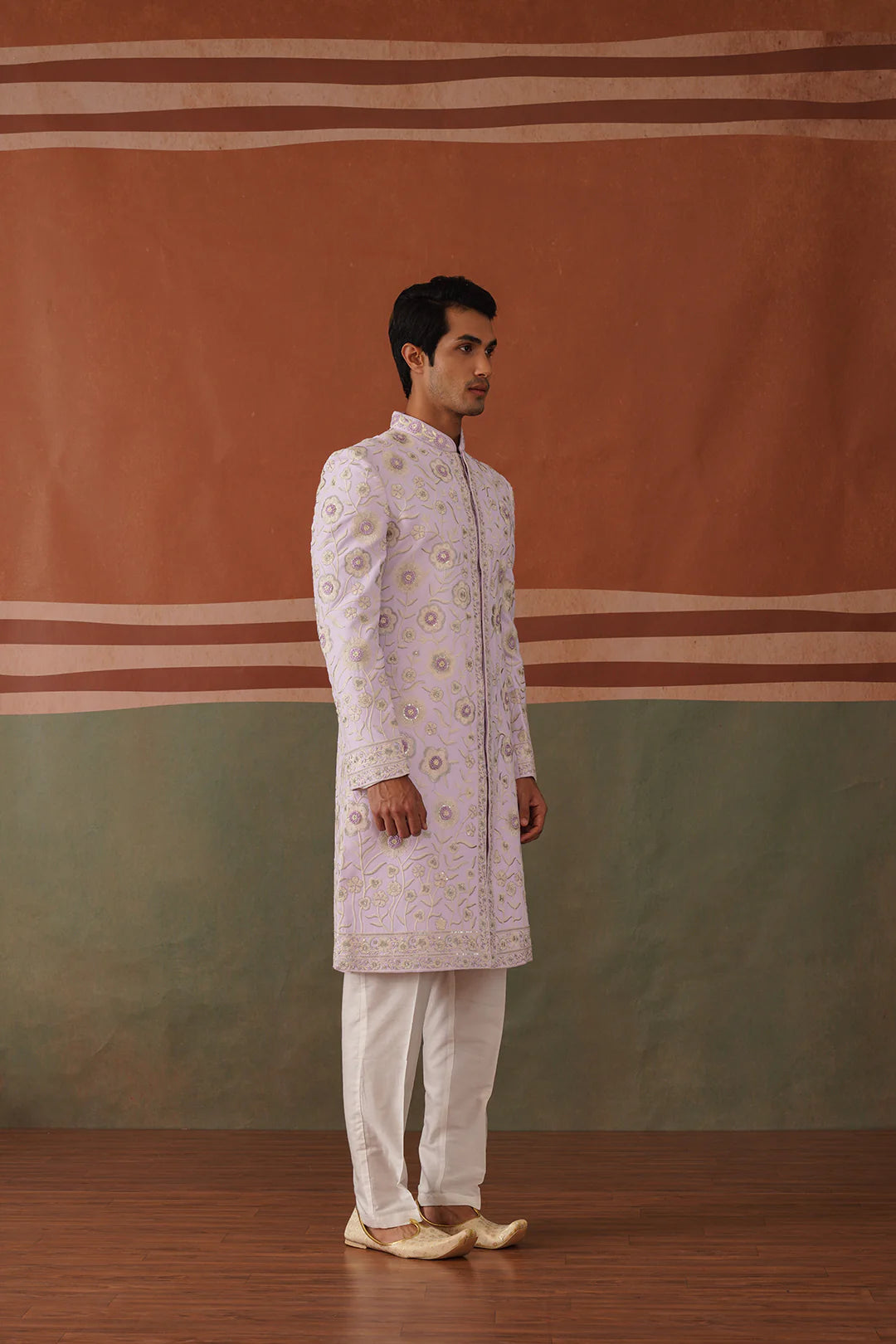 Riyan Lilac Indo-Western Attire Featuring Fine Embroidery