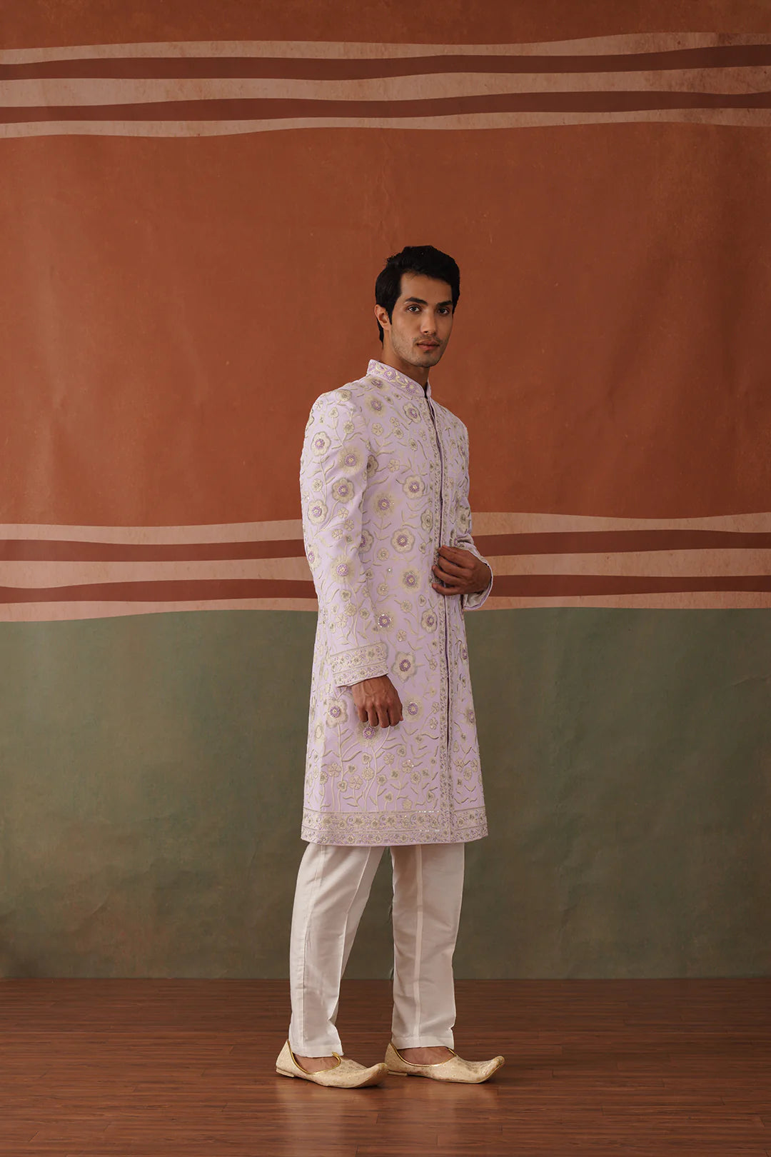 Riyan Lilac Indo-Western Attire Featuring Fine Embroidery