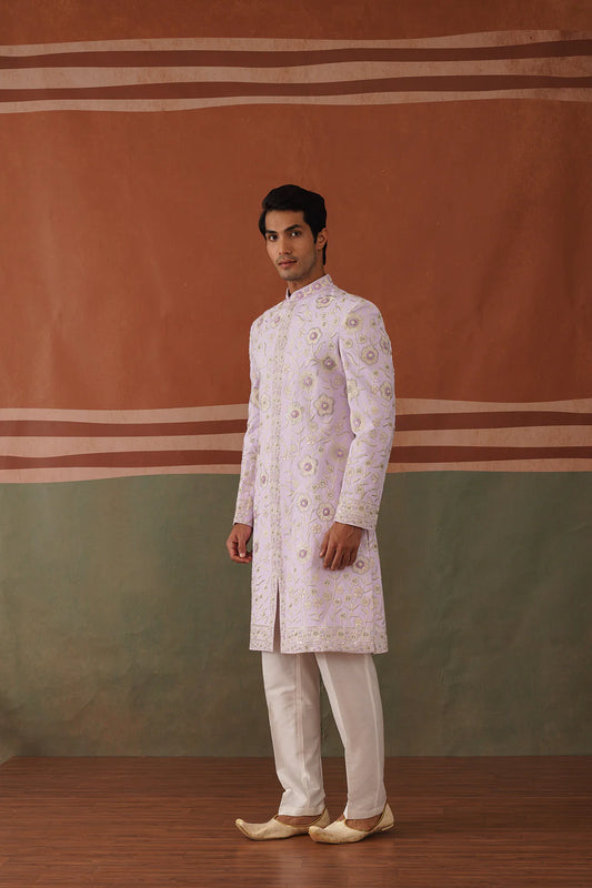 Riyan Lilac Indo-Western Attire Featuring Fine Embroidery