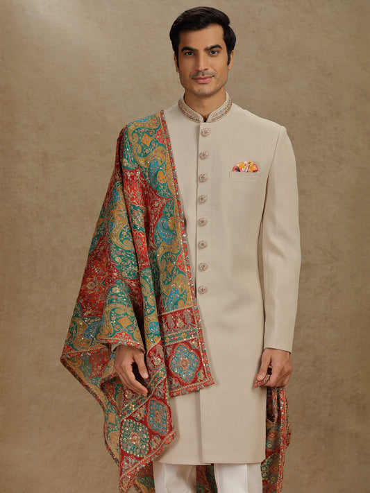 Elegant Beige Terry Rayon Indo-Western Set for Weddings