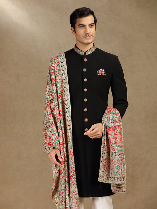 Elegant Black Terry Rayon Indo-Western Set with Dupatta for Weddings