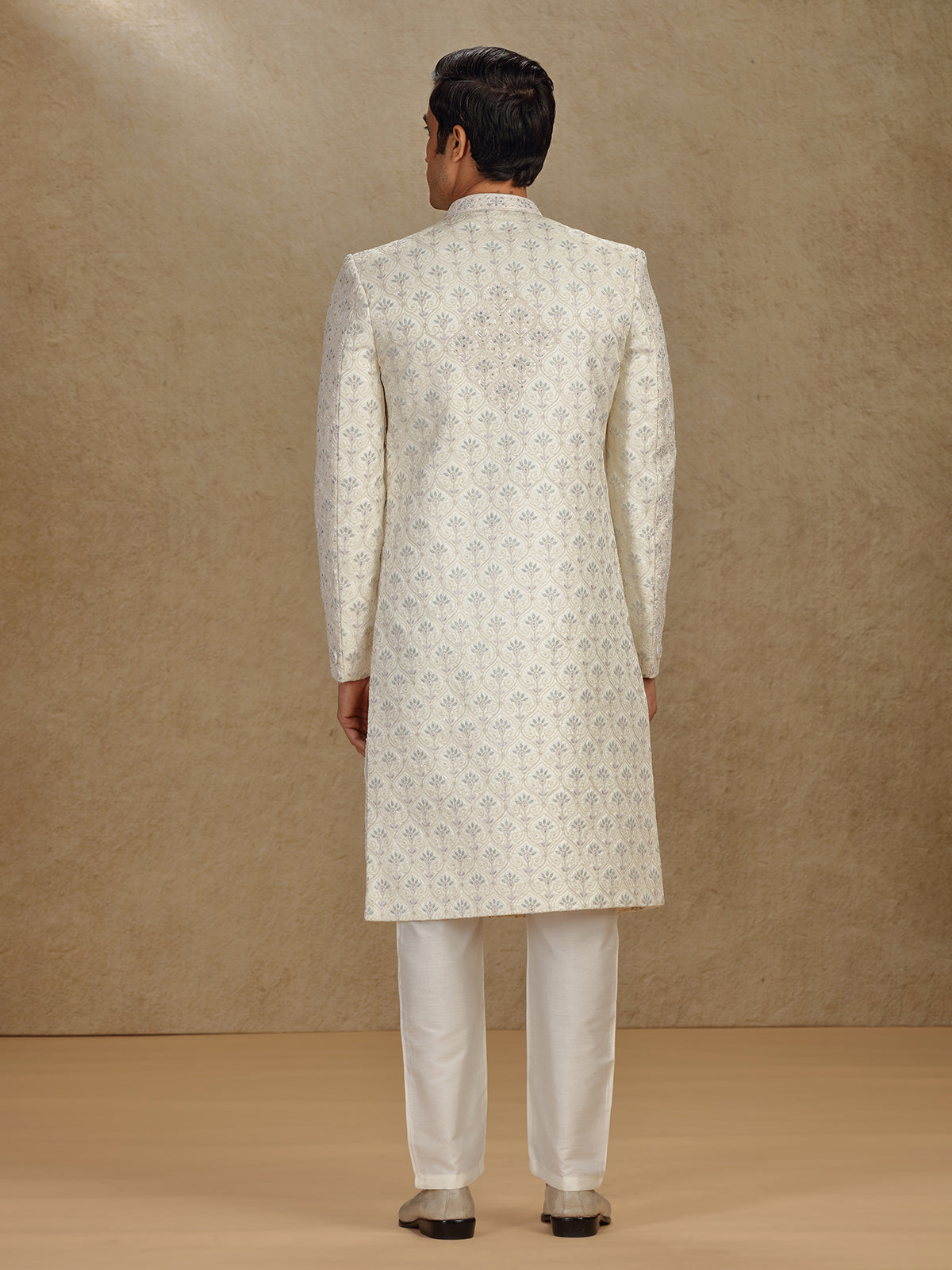 Luxurious Cream Silk Sherwani for Special Wedding Occasions
