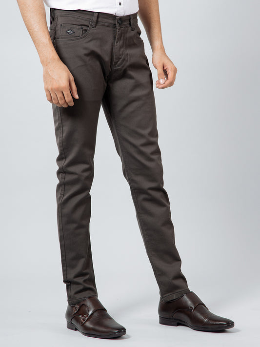 Dark grey solid casual wear trouser