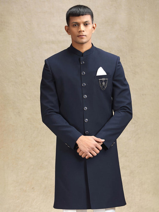 Stylish Navy Reception Indo-Western Dress
