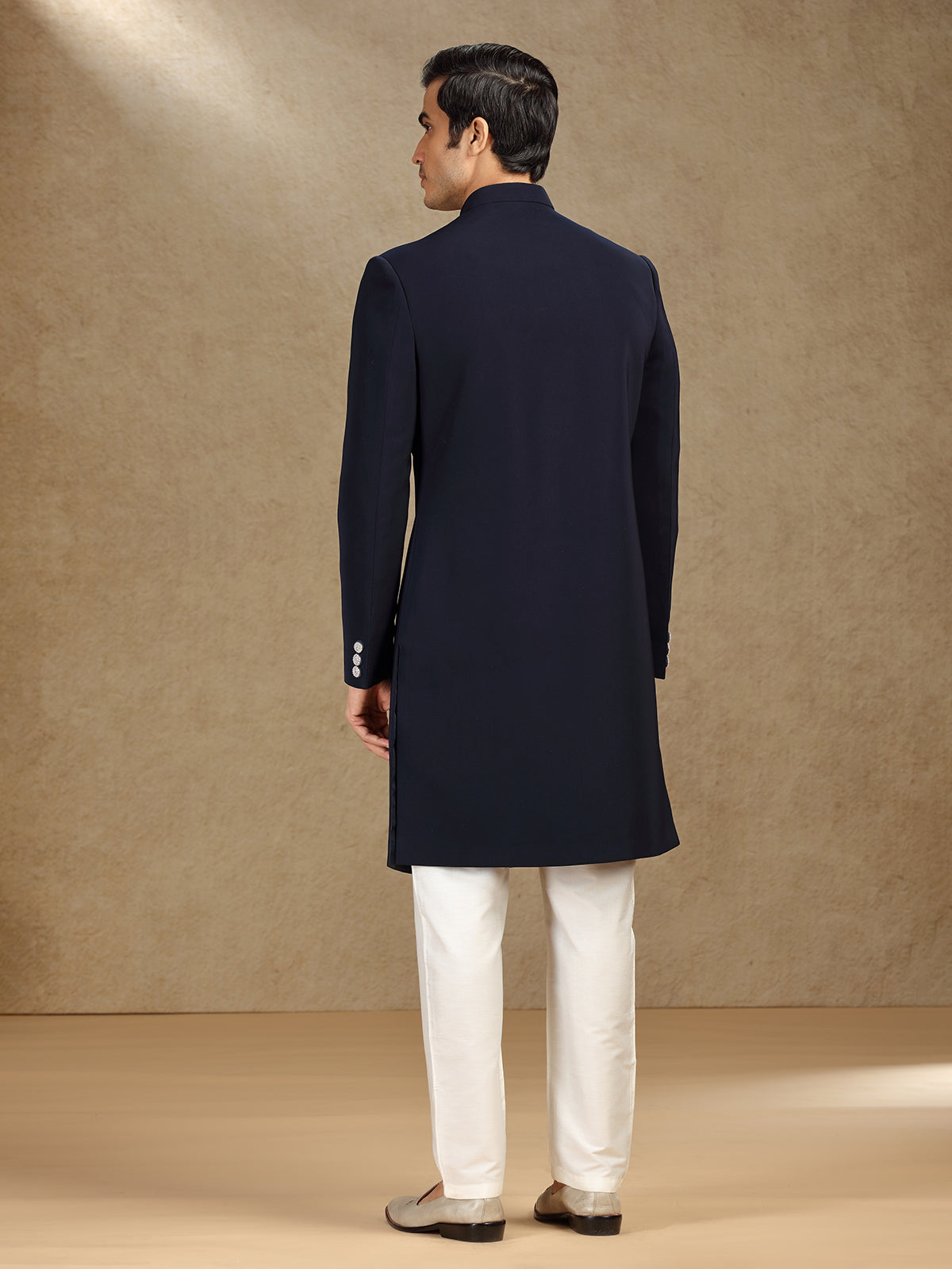 Navy Terry Rayon Indo-Western Dress Paired with Dupatta for Weddings