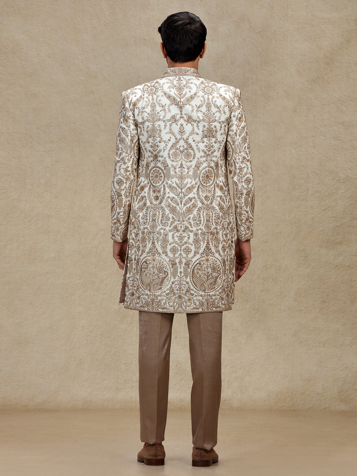 Elegant Off-White Indo-Western Ensemble with Embroidery and Dupatta