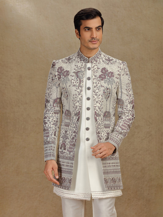 Off-White Terry Rayon Fusion Wear – Perfect Wedding Ensemble
