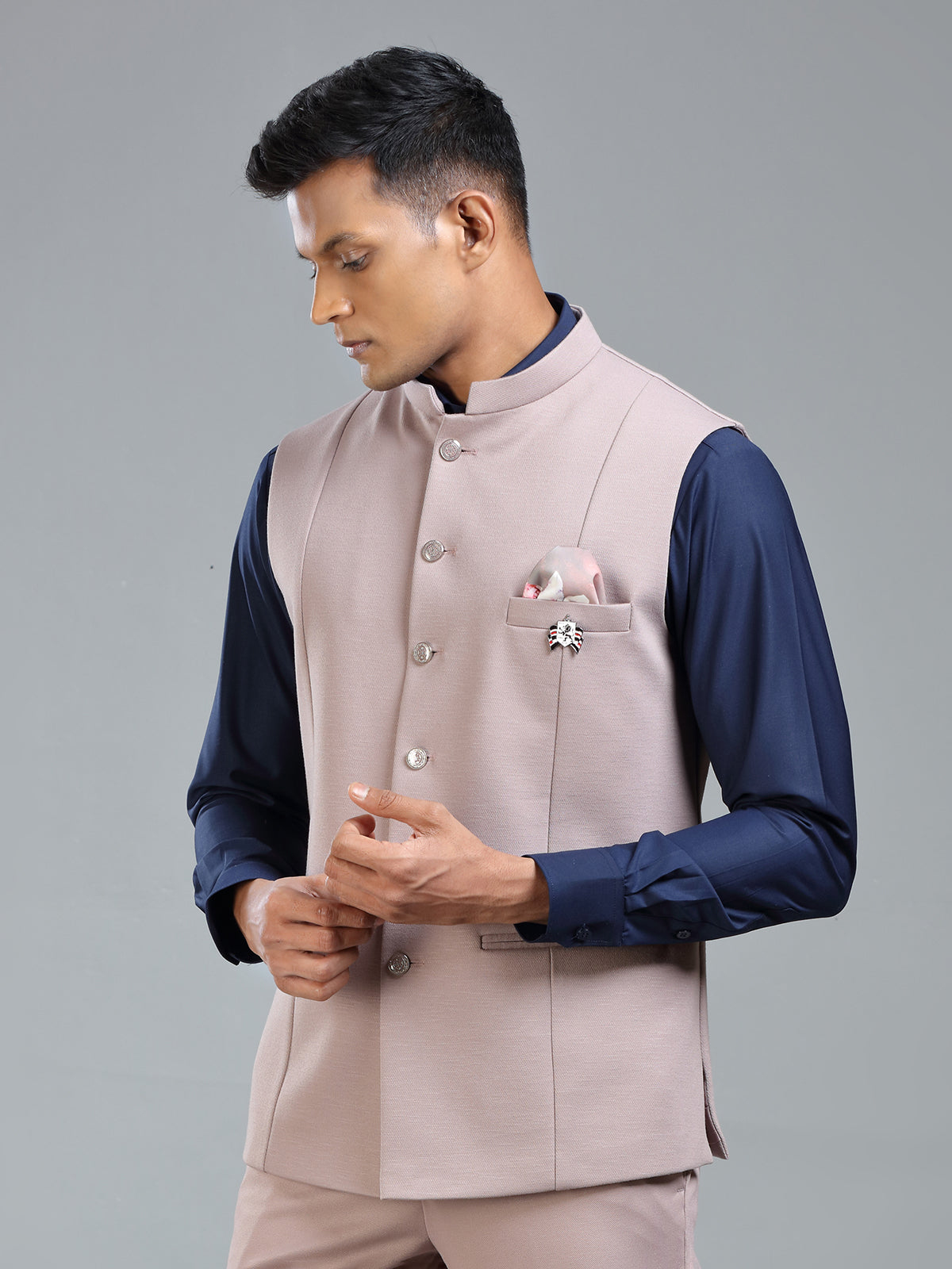 Stylish Festive Waistcoat in Onion Pink for Men
