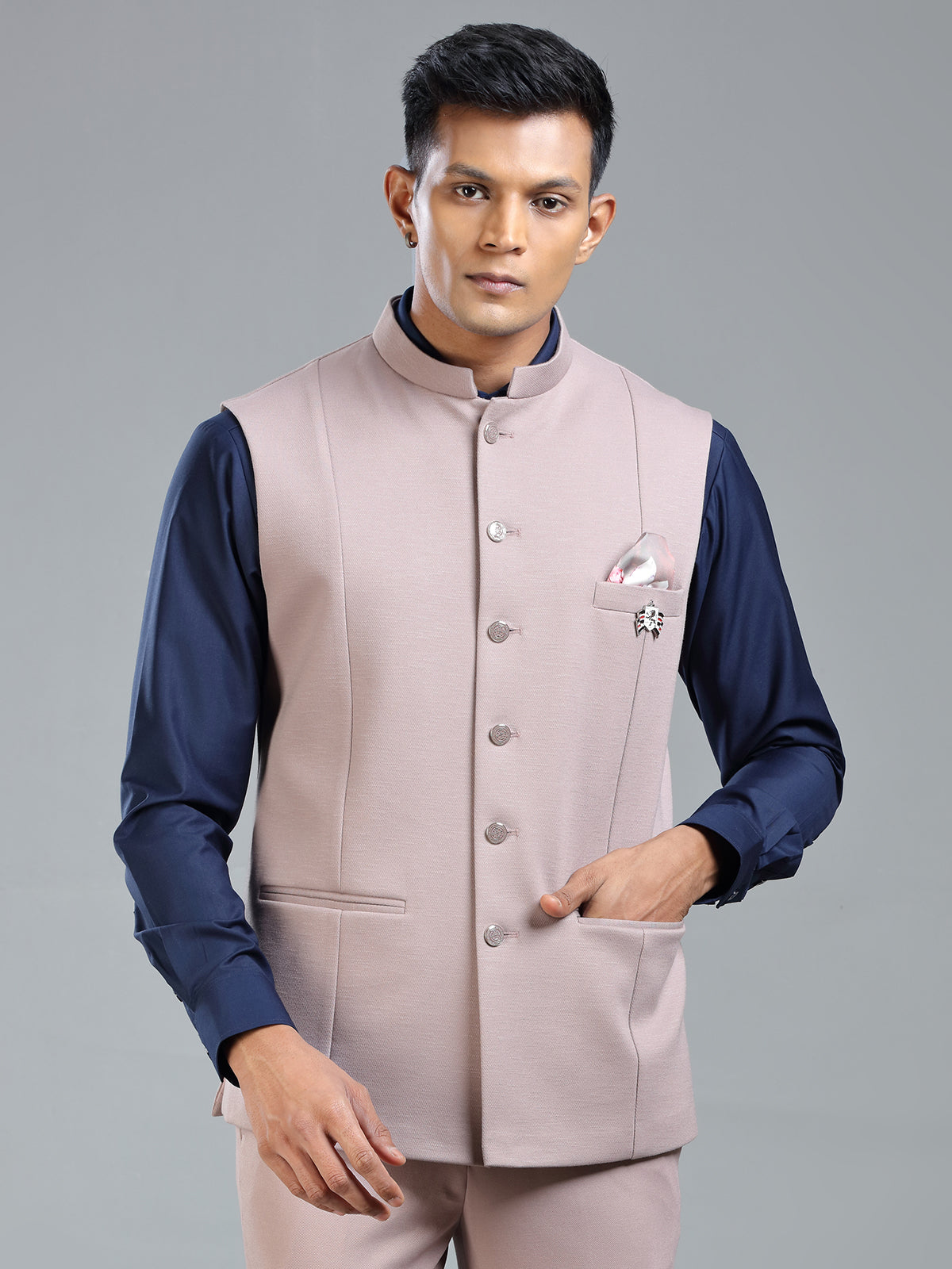Stylish Festive Waistcoat in Onion Pink for Men