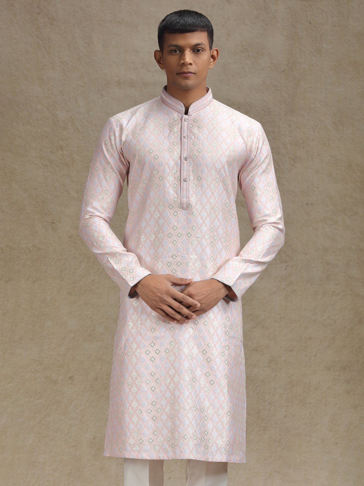 Stylish Pink Kurta Pajama with Fine Zari Embellishments