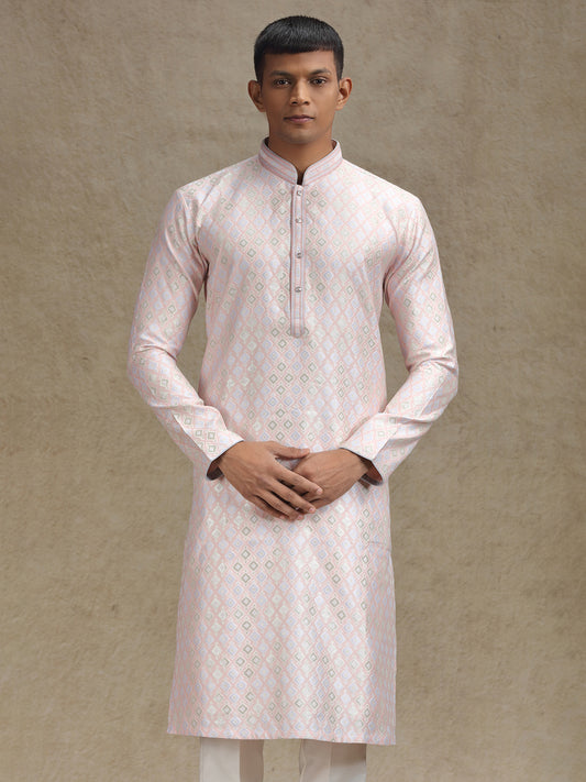 Stylish Pink Kurta Pajama with Fine Zari Embellishments