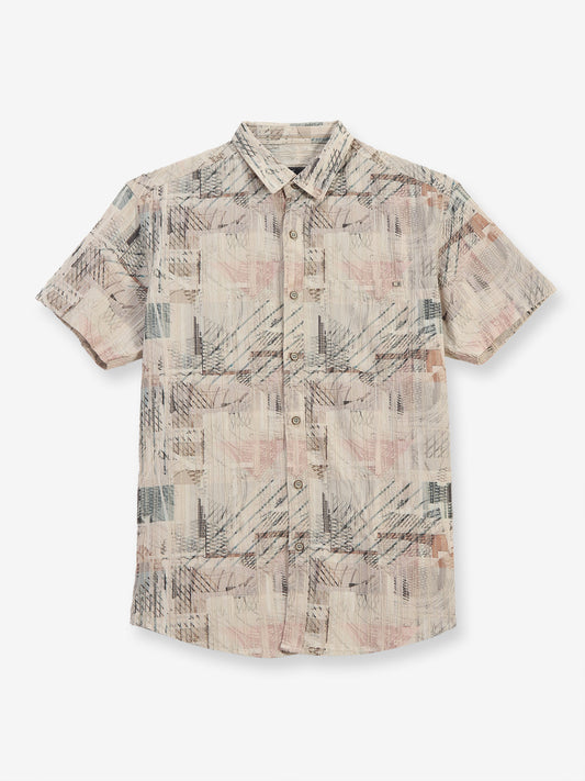 Off-white printed cotton slim fit shirt