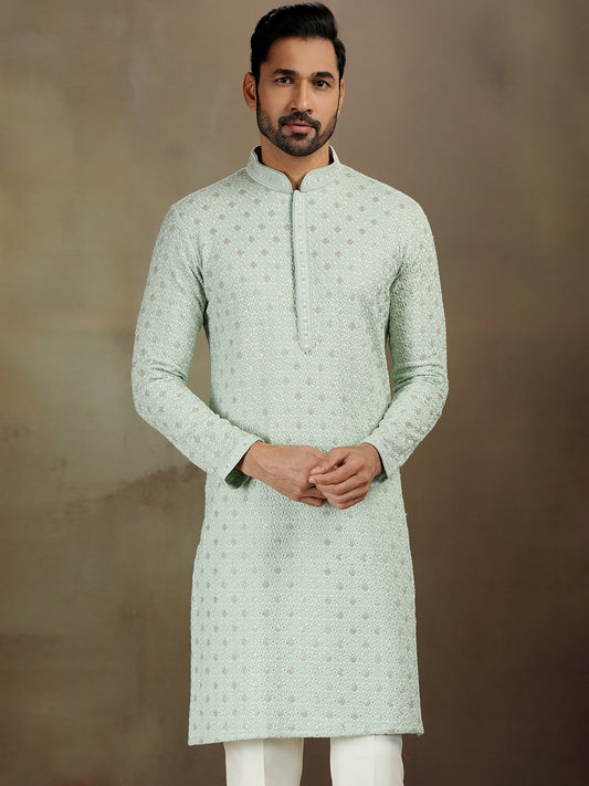 Graceful Pista Green Rayon Kurta