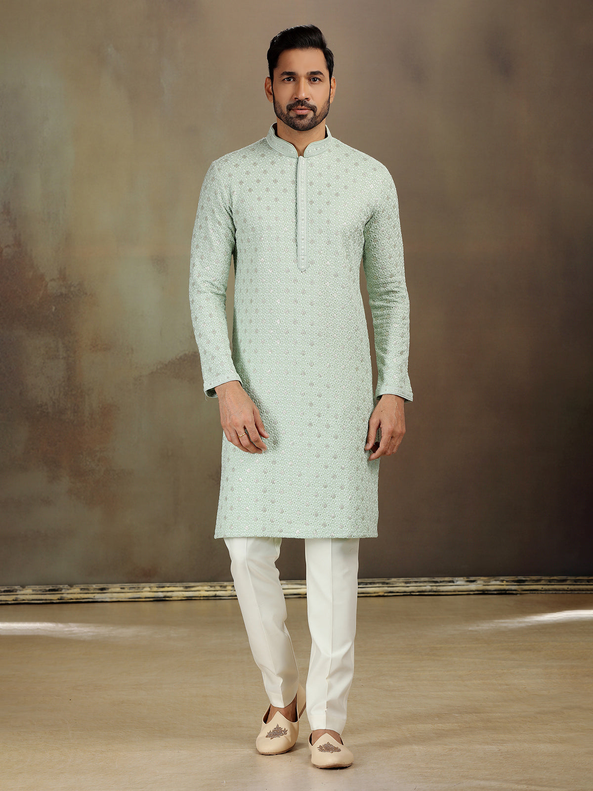 Graceful Pista Green Rayon Kurta