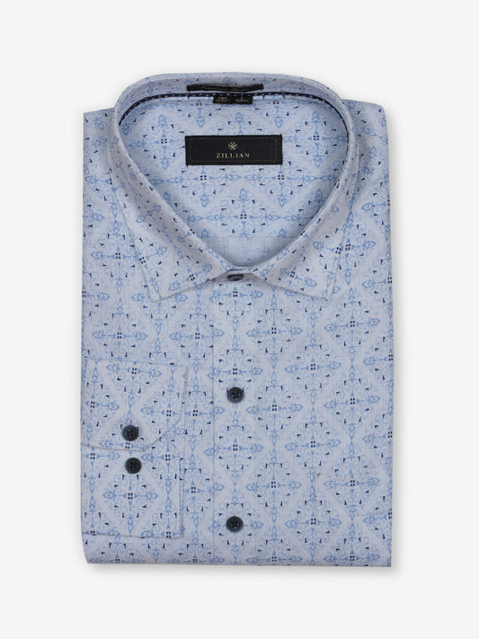 White and blue printed shirt