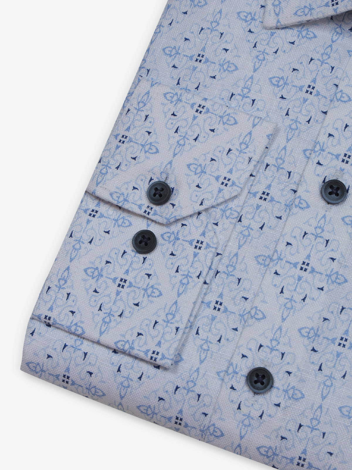 White and blue printed shirt
